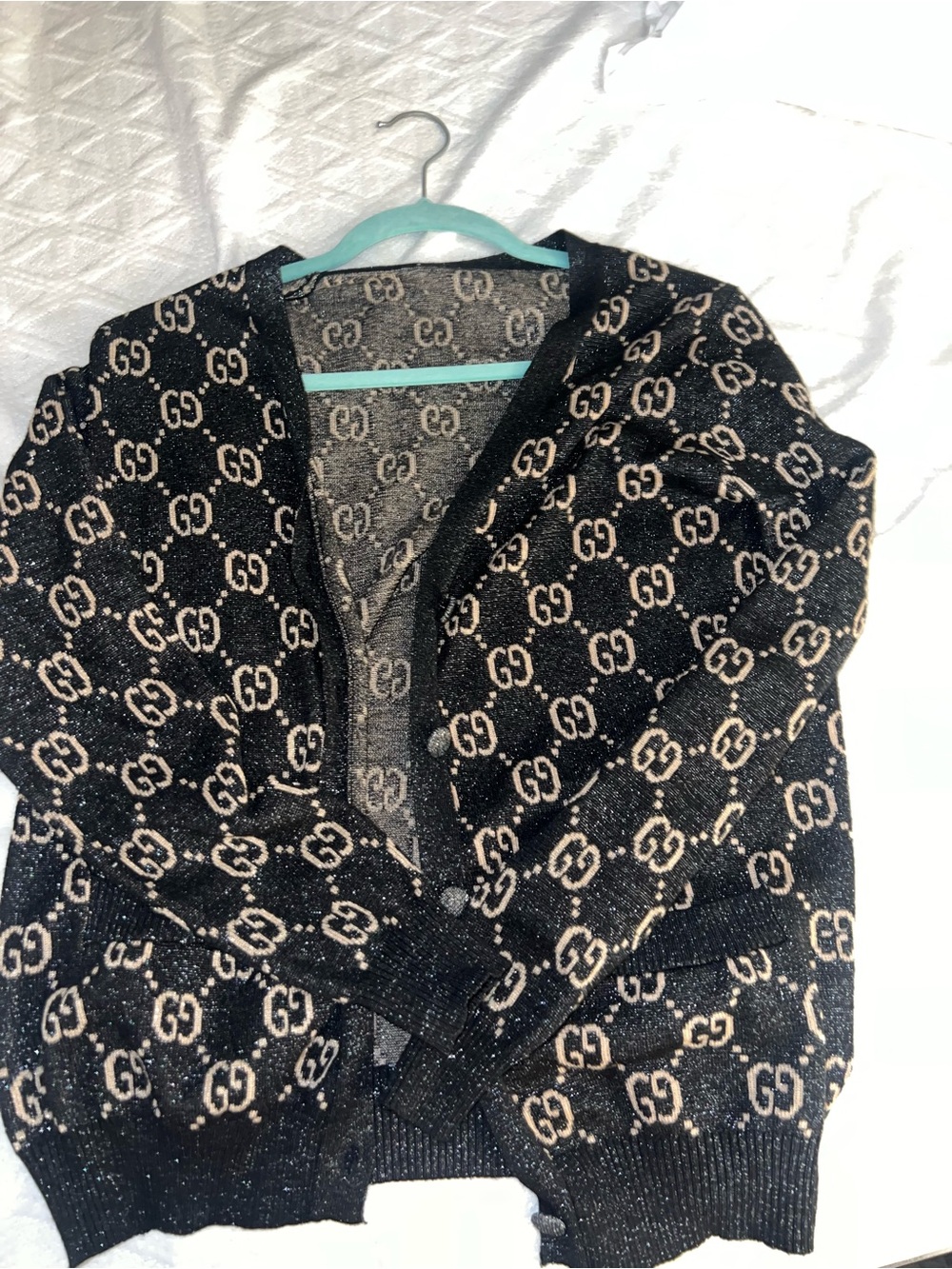 Gucci Black & Beige GG Logo Cardigan